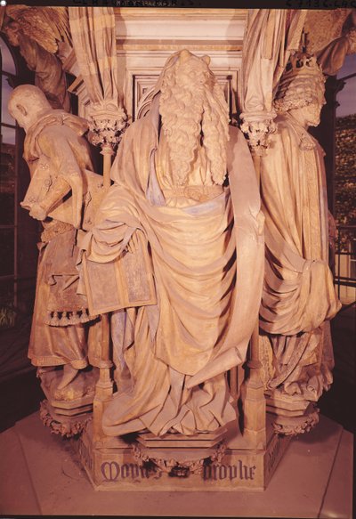 Mosè, dettaglio dal piedistallo esagonale del Pozzo di Mosè, 1395-1404 da Claus and Malouel, Jean Sluter